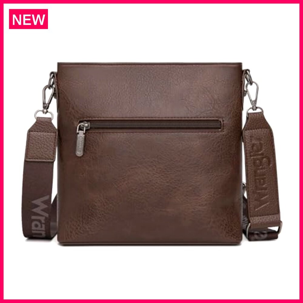 Vegan Leather Crossbody Bag with Aztec Pattern, 10x3.5x9 Inches - Picture 4 of 8